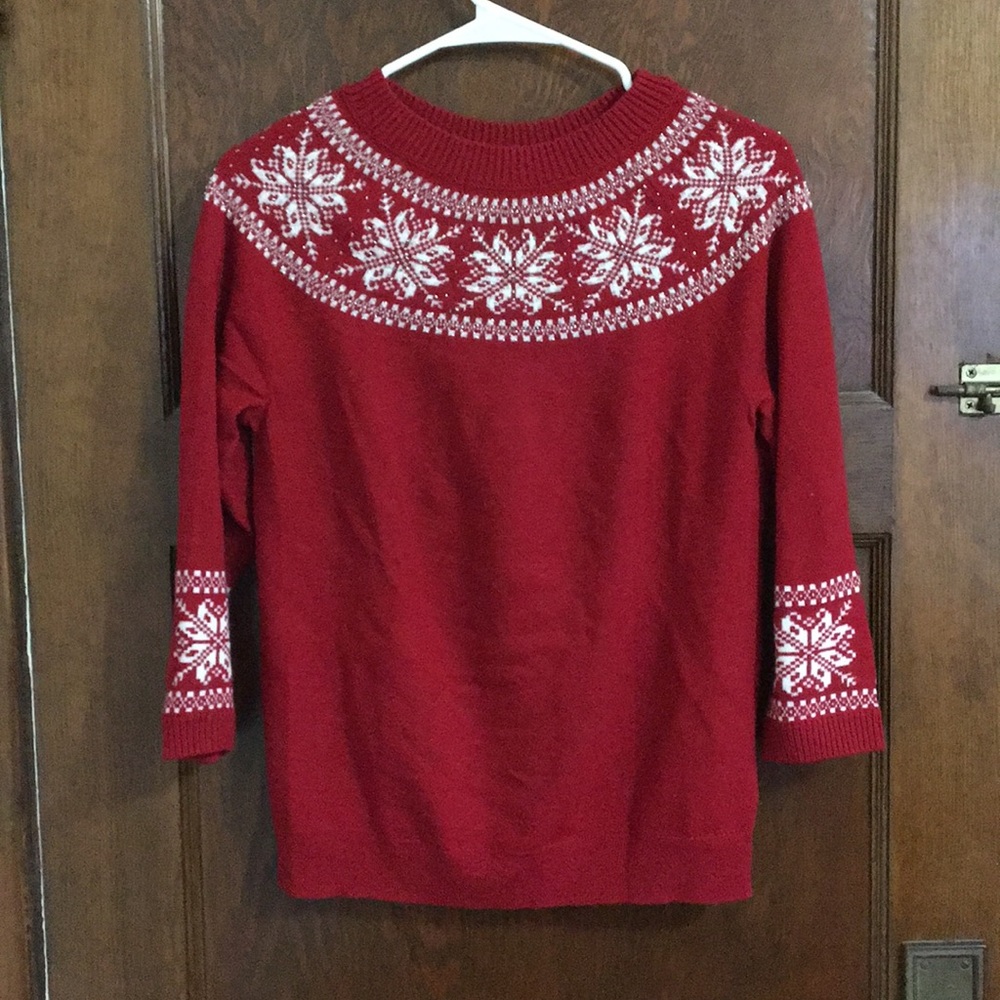 Talbots red snowflake sweater